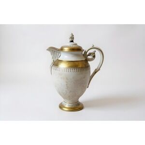 Mintons Bone China Chocolate Pot Gold Gilt Ornate c1900 Gilman Collamore